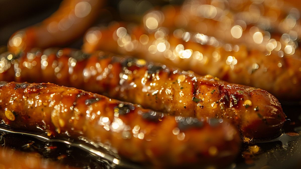 Knackis sausages marinating in a flavorful and healthy sauce