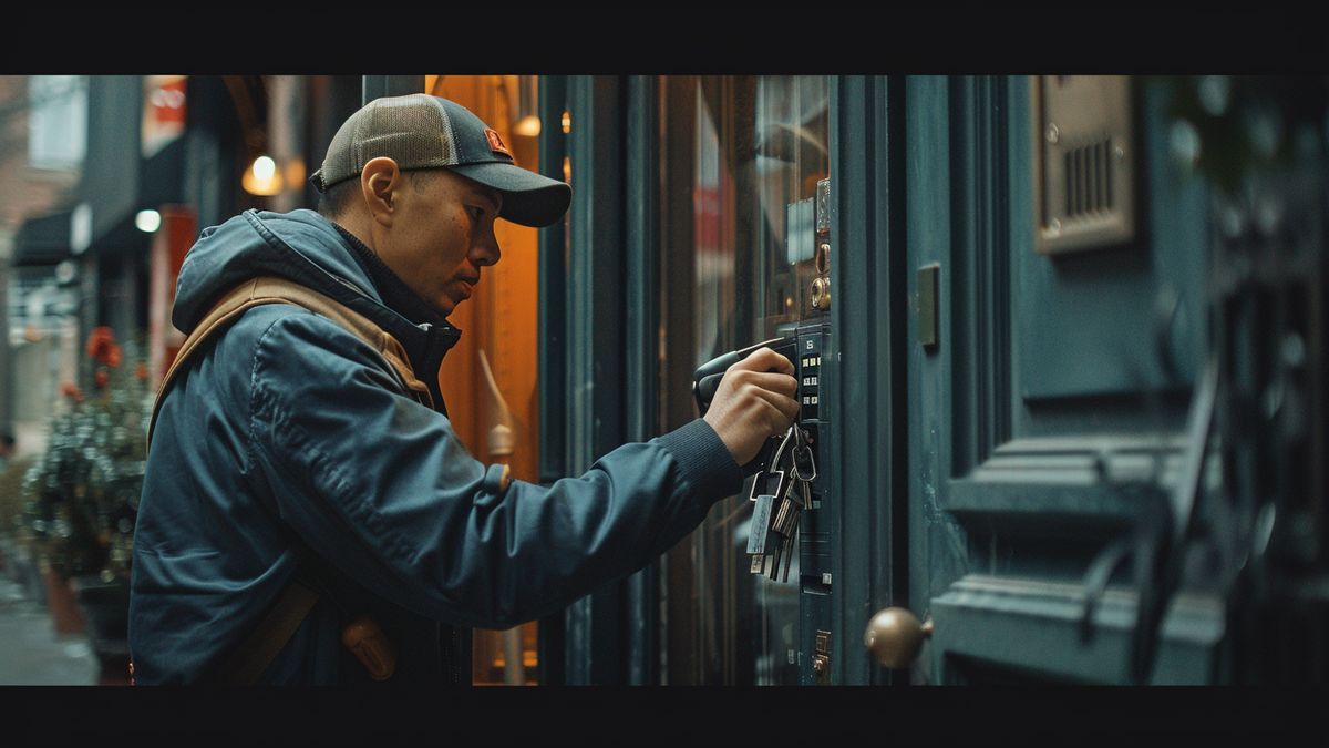 Professional locksmith conducting regular maintenance on a city's doors