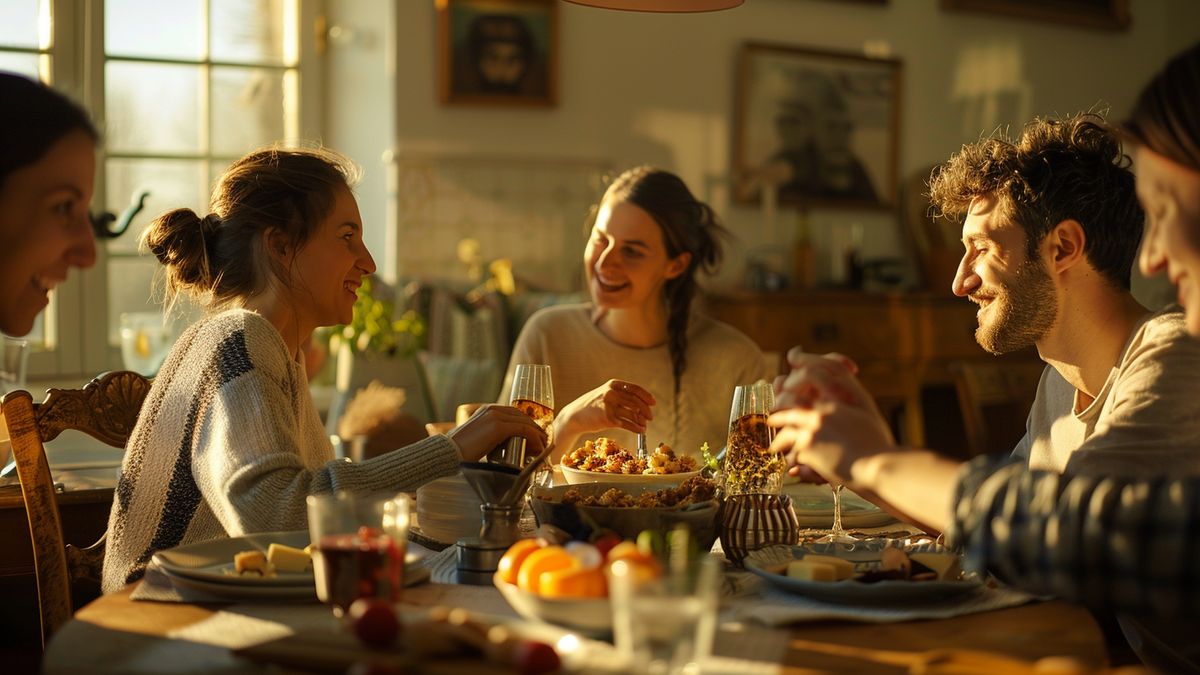 Family enjoying a meal made with pasteurized cheese to prevent listeriosis