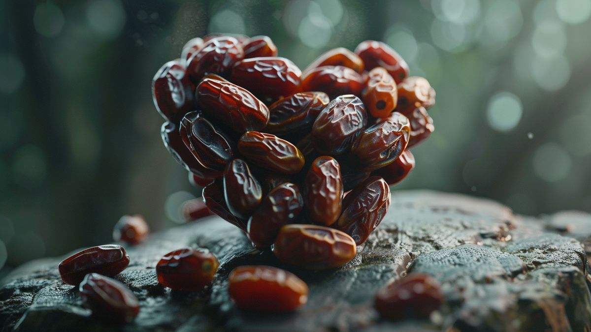 Dates arranged in a heart shape, symbolizing their immuneboosting benefits.