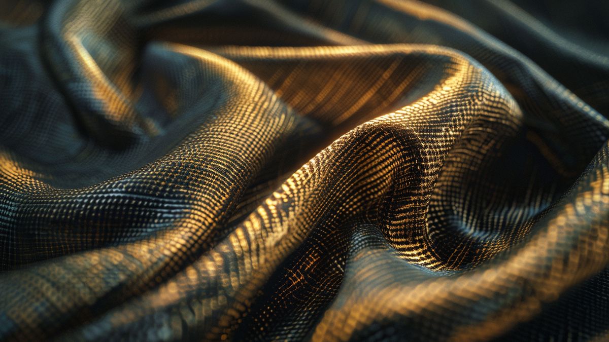 Detailed shot of synthetic fabric texture under bright light.