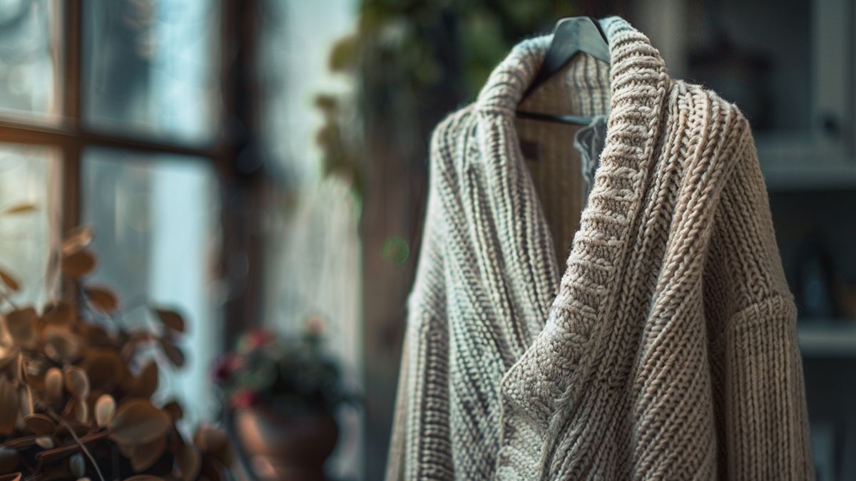 Cozy and elegant Vneck sweater on display